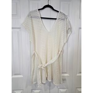 Kona Sol White Crochet Lace Swim Cover XL